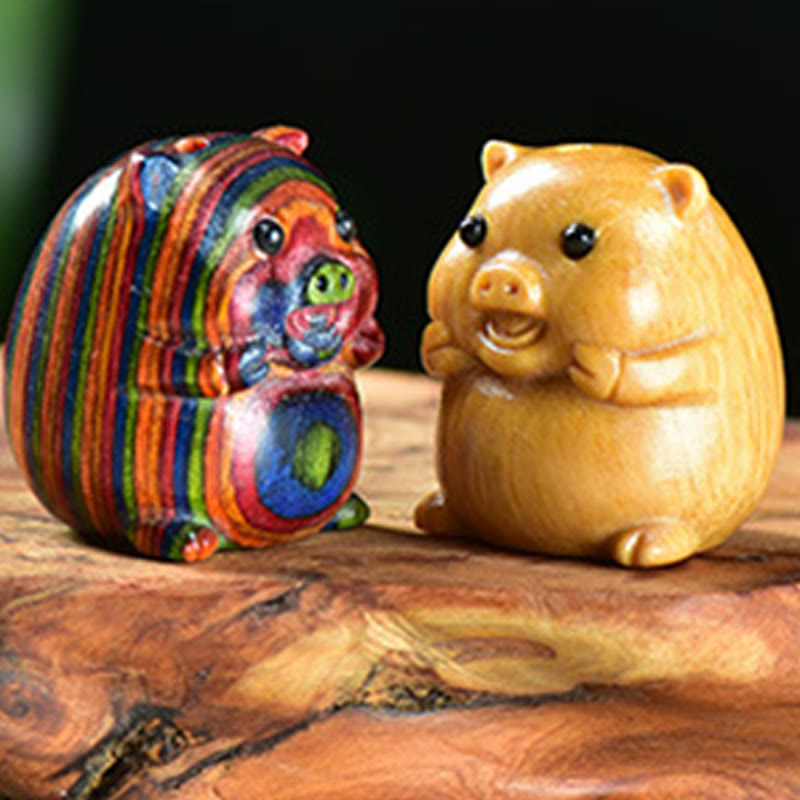 Nimara Ritual Green Sandalwood Small Leaf Red Sandalwood Cute Pig Animals Positive Decoration