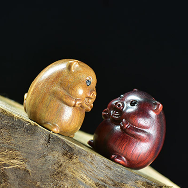Nimara Ritual Green Sandalwood Small Leaf Red Sandalwood Cute Pig Animals Positive Decoration