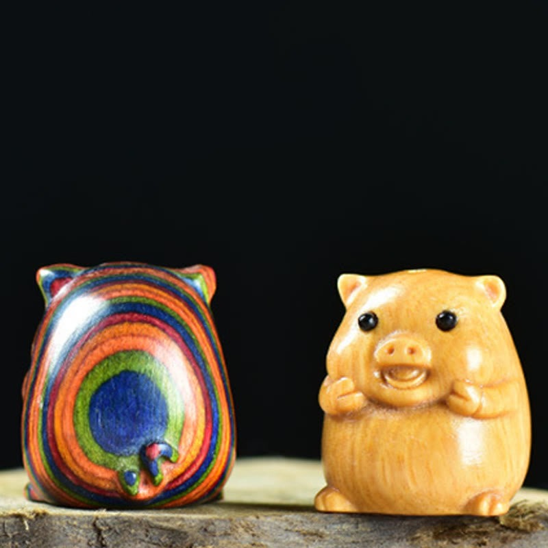 Nimara Ritual Green Sandalwood Small Leaf Red Sandalwood Cute Pig Animals Positive Decoration
