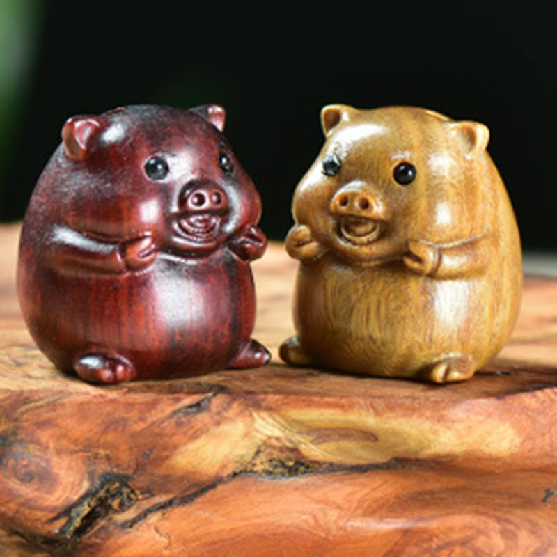 Nimara Ritual Green Sandalwood Small Leaf Red Sandalwood Cute Pig Animals Positive Decoration