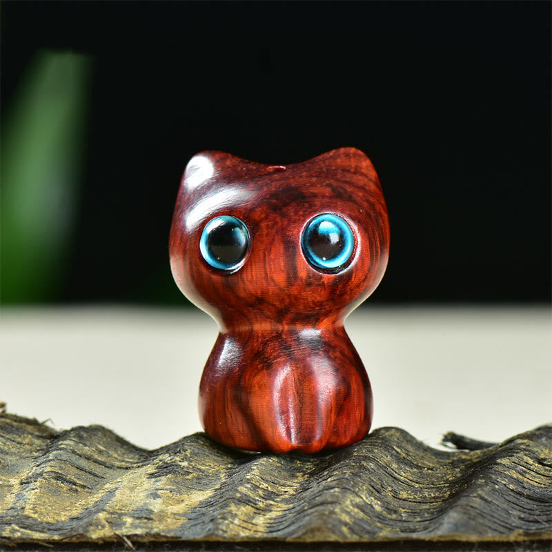 Nimara Ritual Ebony Wood Small Leaf Red Sandalwood Cute Cat Animals Calm Decoration