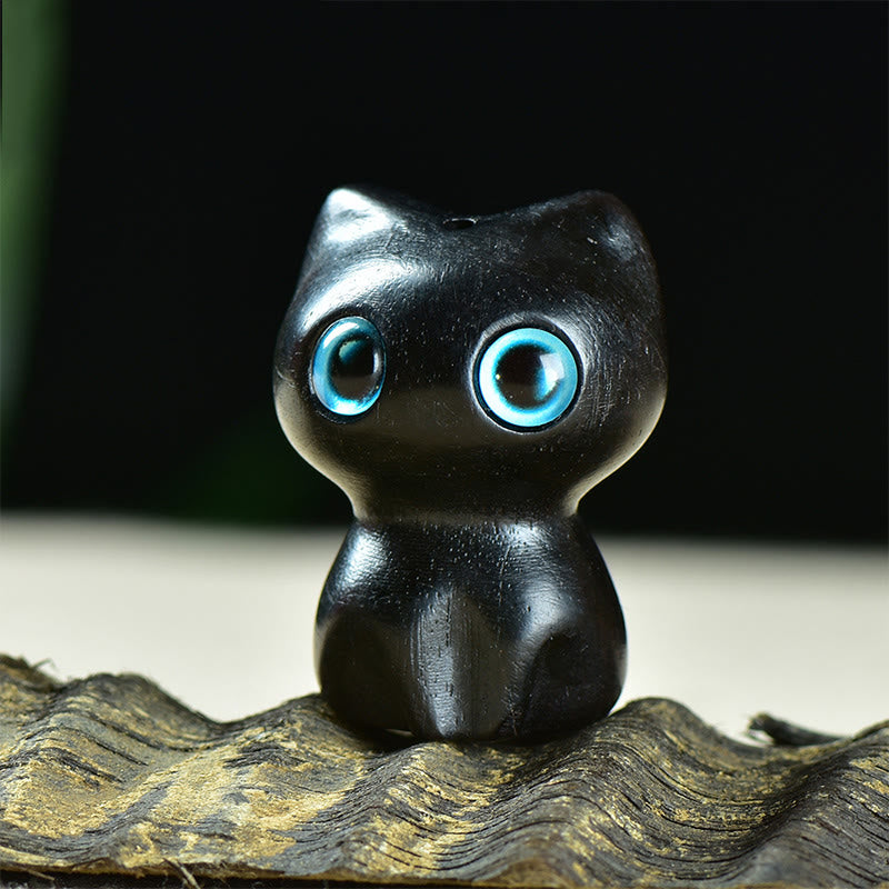 Nimara Ritual Ebony Wood Small Leaf Red Sandalwood Cute Cat Animals Calm Decoration
