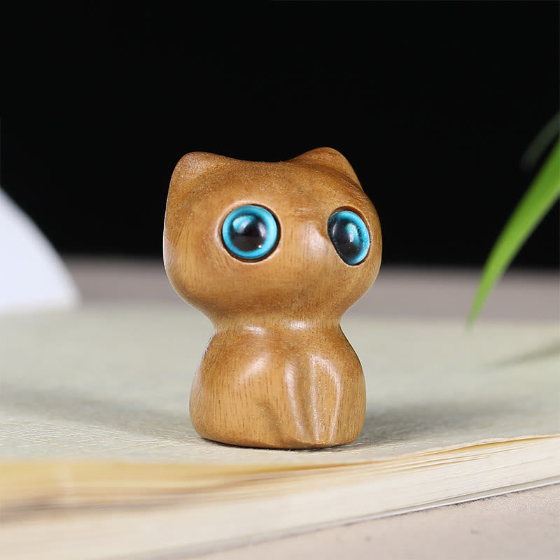 Nimara Ritual Ebony Wood Small Leaf Red Sandalwood Cute Cat Animals Calm Decoration