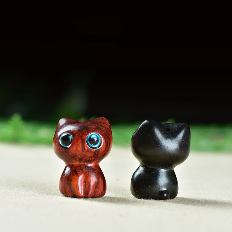 Nimara Ritual Ebony Wood Small Leaf Red Sandalwood Cute Cat Animals Calm Decoration