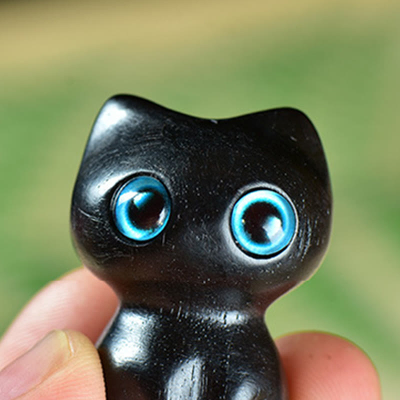 Nimara Ritual Ebony Wood Small Leaf Red Sandalwood Cute Cat Animals Calm Decoration