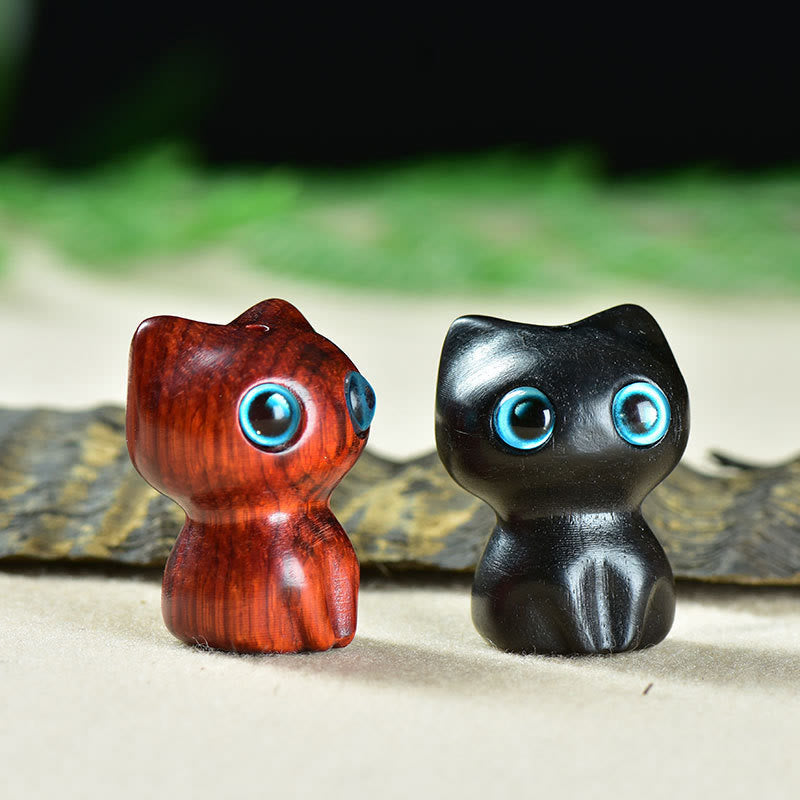 Nimara Ritual Ebony Wood Small Leaf Red Sandalwood Cute Cat Animals Calm Decoration
