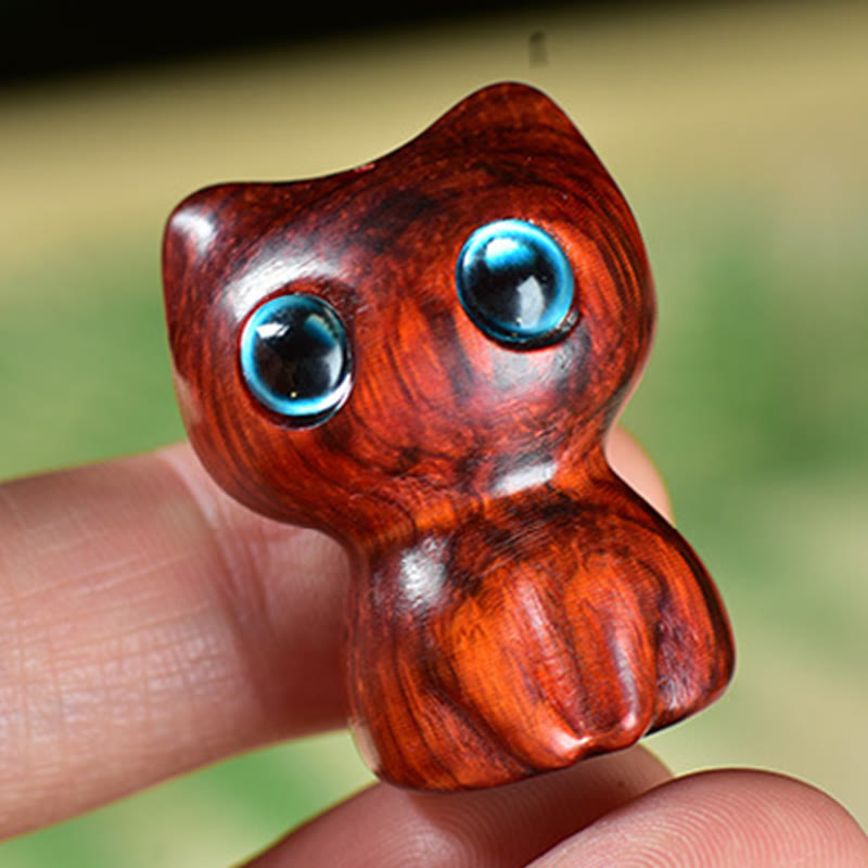Nimara Ritual Ebony Wood Small Leaf Red Sandalwood Cute Cat Animals Calm Decoration