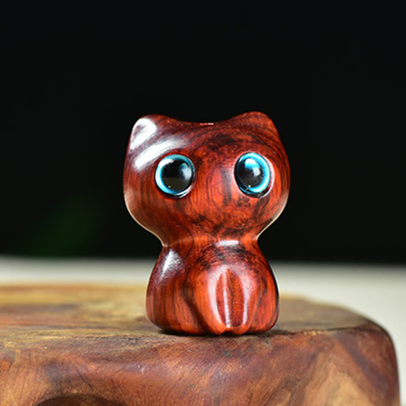 Nimara Ritual Ebony Wood Small Leaf Red Sandalwood Cute Cat Animals Calm Decoration