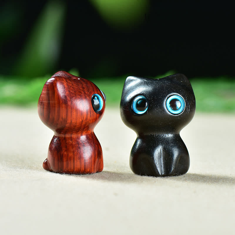 Nimara Ritual Ebony Wood Small Leaf Red Sandalwood Cute Cat Animals Calm Decoration