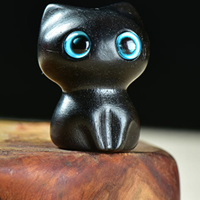 Nimara Ritual Ebony Wood Small Leaf Red Sandalwood Cute Cat Animals Calm Decoration