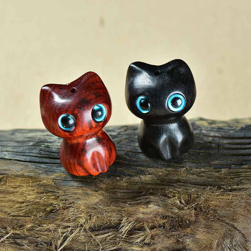 Nimara Ritual Ebony Wood Small Leaf Red Sandalwood Cute Cat Animals Calm Decoration