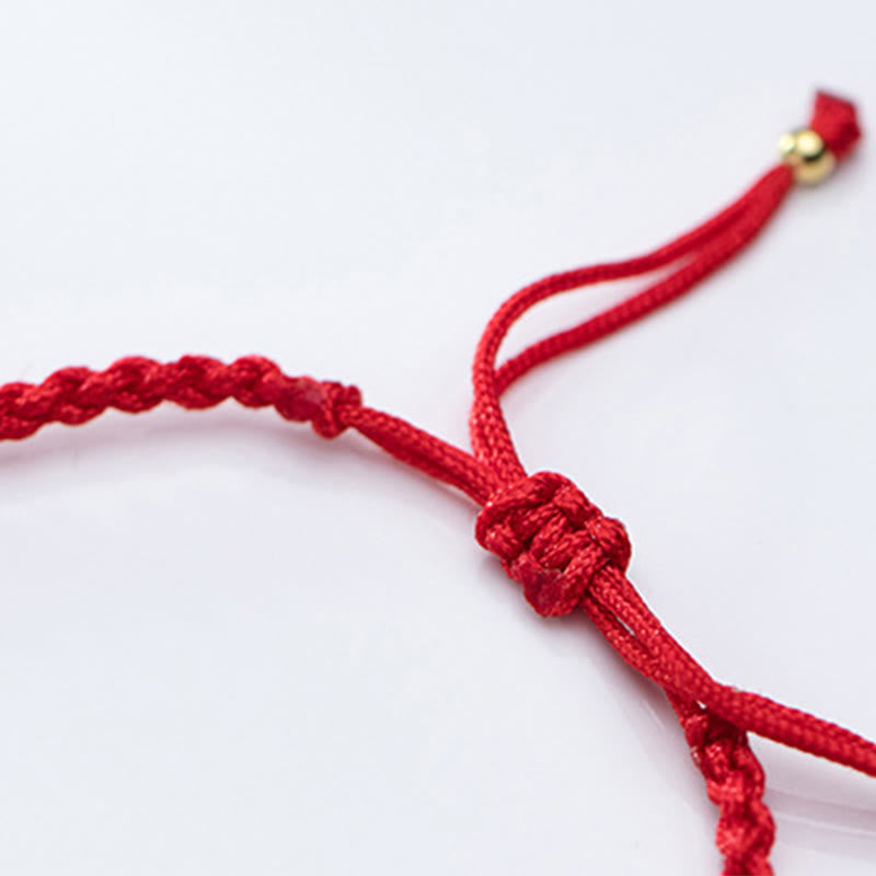 Nimara Ritual 925 Sterling Silver Plated Gold Beads Red String Braided Protection Bracelet
