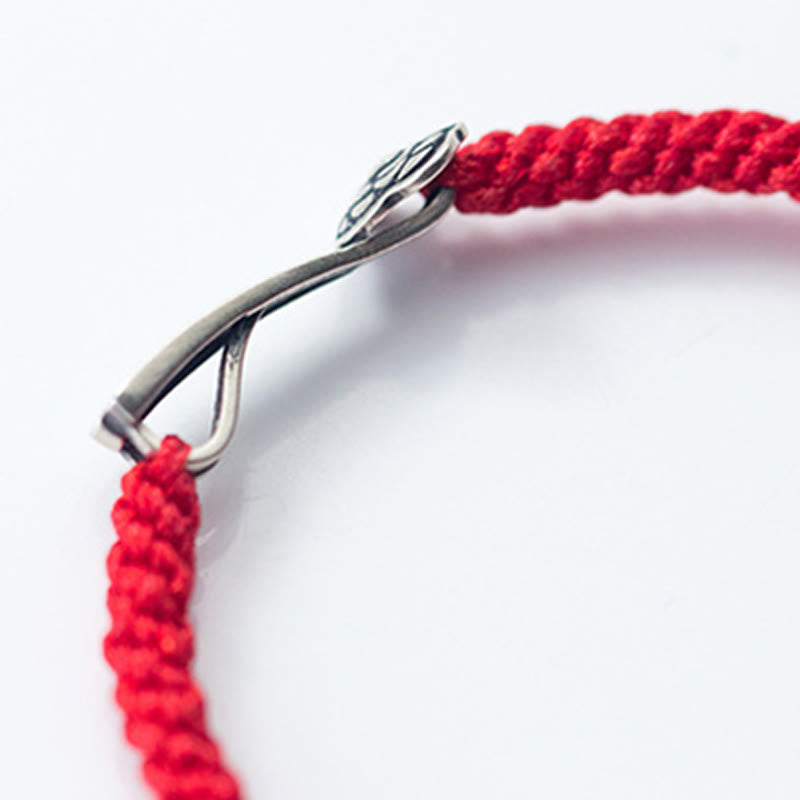 Nimara Ritual Retro 925 Sterling Silver Ruyi As One Wishes Red String Braided Luck Bracelet