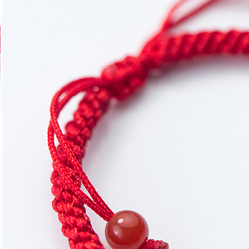 Nimara Ritual Retro 925 Sterling Silver Ruyi As One Wishes Red String Braided Luck Bracelet