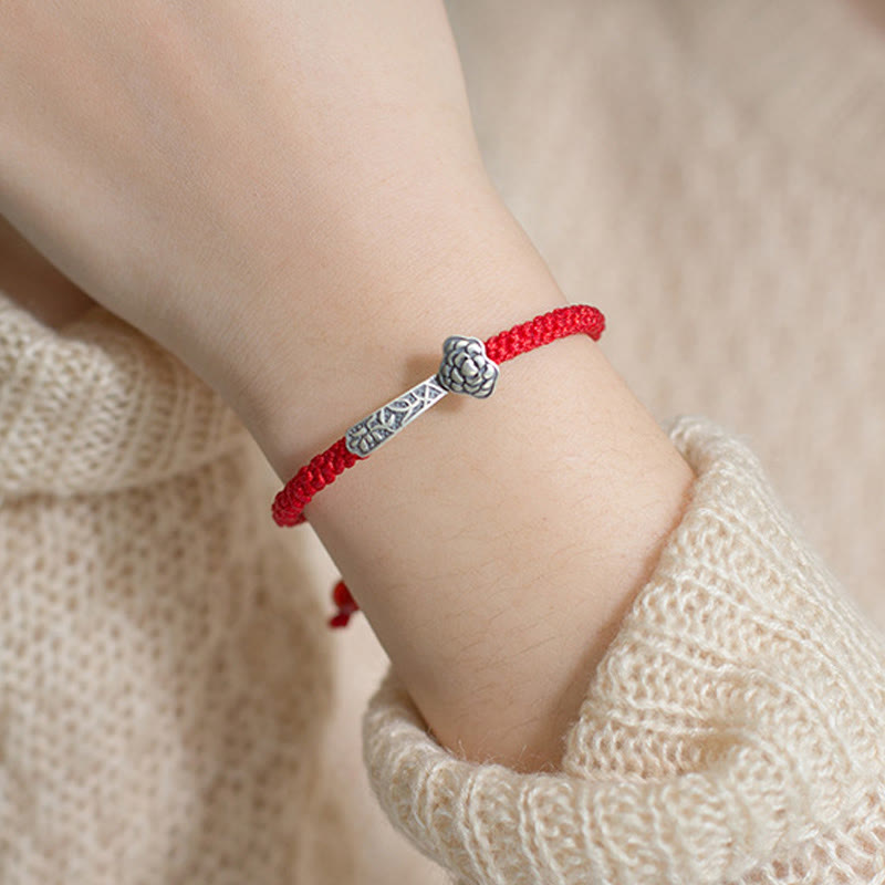 Nimara Ritual Retro 925 Sterling Silver Ruyi As One Wishes Red String Braided Luck Bracelet
