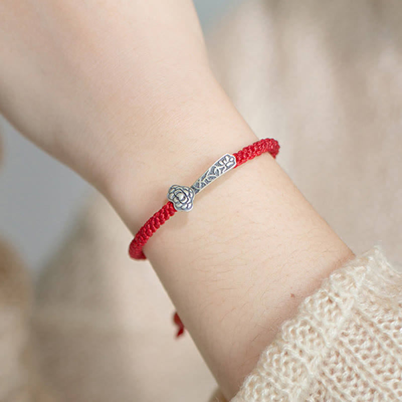 Nimara Ritual Retro 925 Sterling Silver Ruyi As One Wishes Red String Braided Luck Bracelet