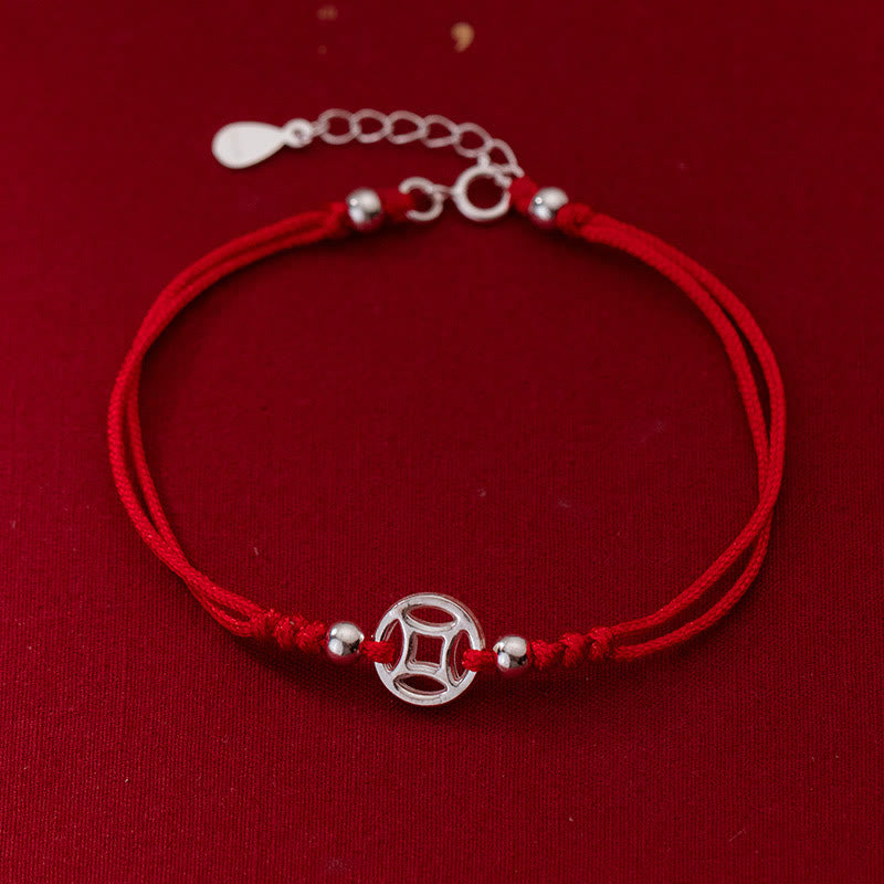 Nimara Ritual 925 Sterling Silver Hollow Copper Coin Luck String Bracelet