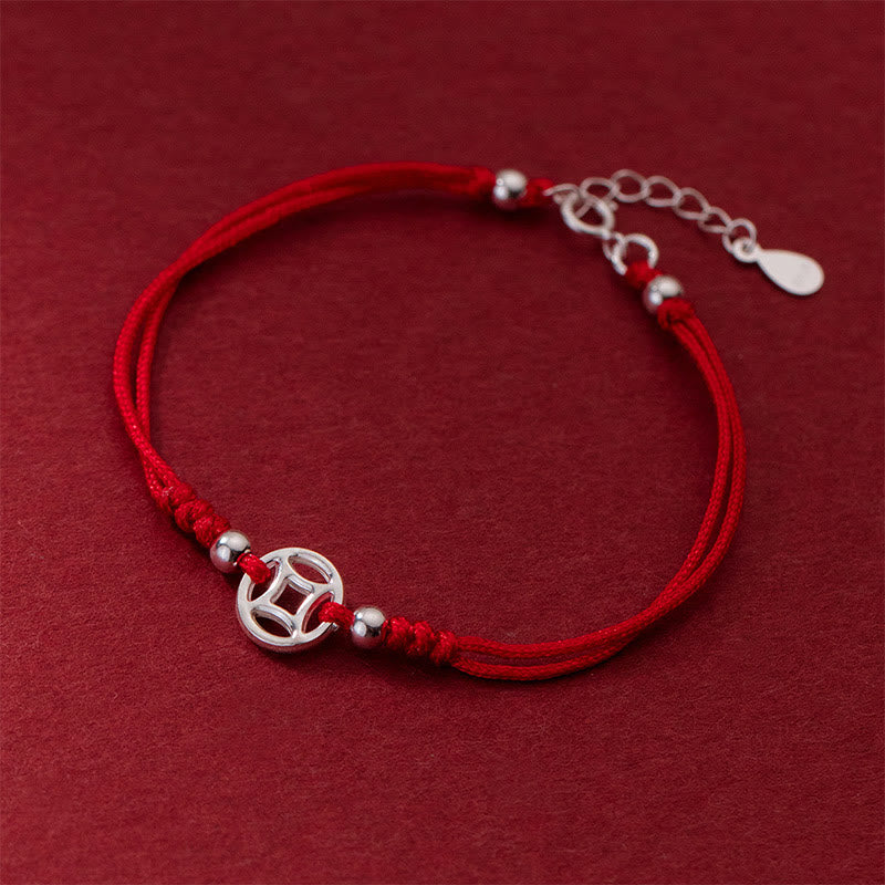 Nimara Ritual 925 Sterling Silver Hollow Copper Coin Luck String Bracelet