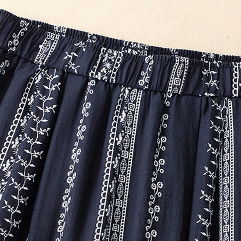 Nimara Ritual Casual Vertical Printing Cotton Linen Women's Wide Leg Pants With Pockets