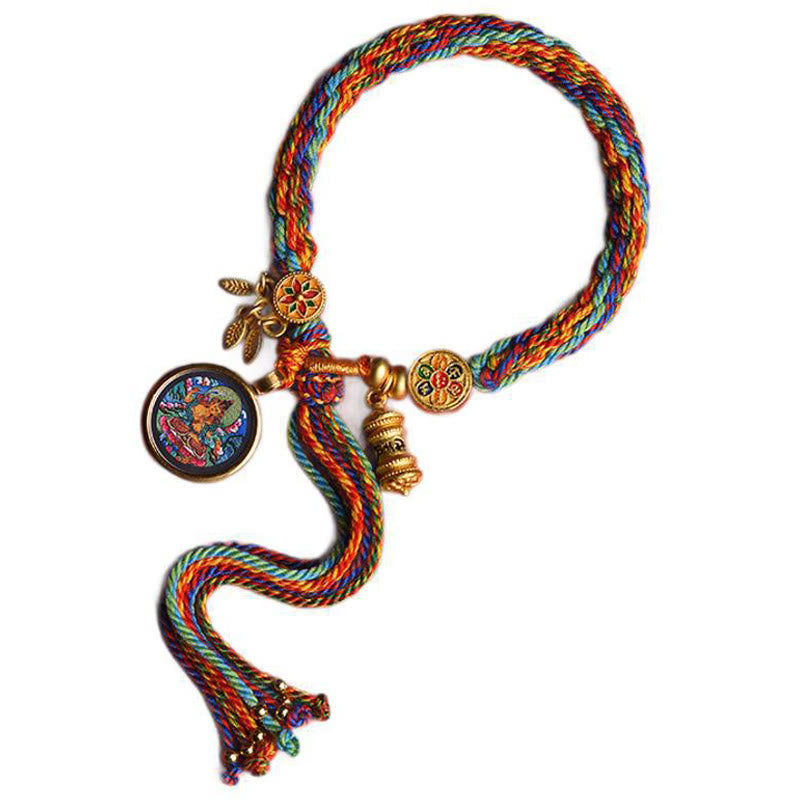 Nimara Ritual Thangka Tibetan Chinese Zodiac Zakiram Colorful Rope Connection String Bracelet