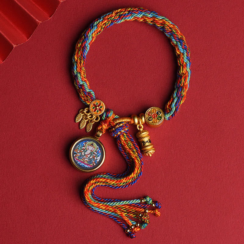 Nimara Ritual Thangka Tibetan Chinese Zodiac Zakiram Colorful Rope Connection String Bracelet
