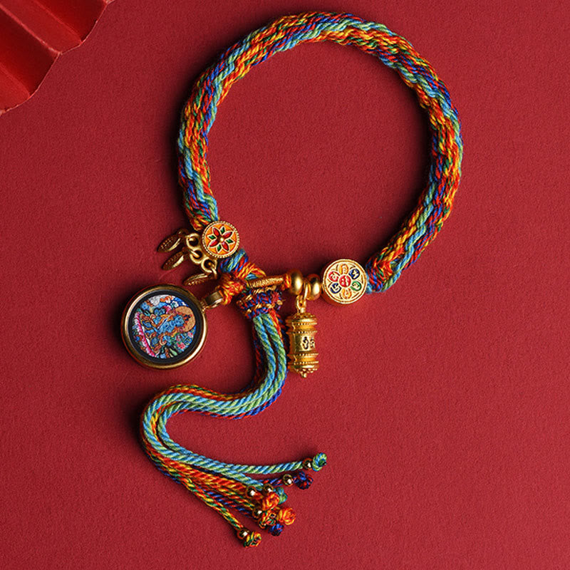 Nimara Ritual Thangka Tibetan Chinese Zodiac Zakiram Colorful Rope Connection String Bracelet