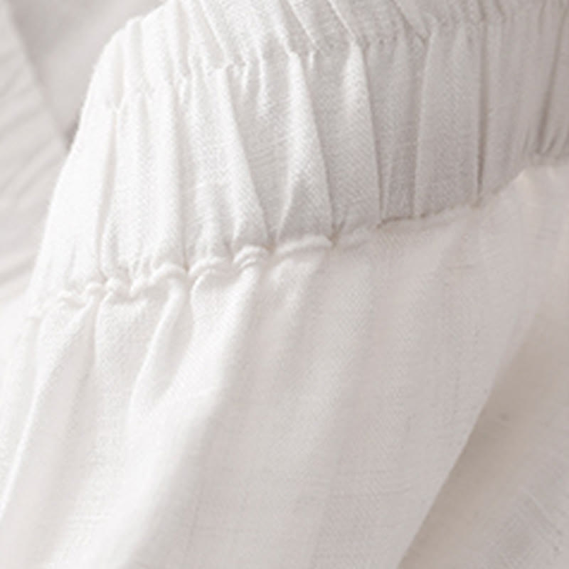 Nimara Ritual Casual Plain Cropped Pants Women's Linen Harem Pants With Pockets