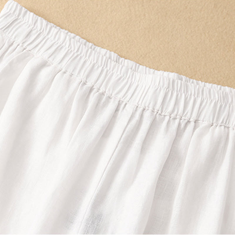 Nimara Ritual Casual Plain Cropped Pants Women's Linen Harem Pants With Pockets