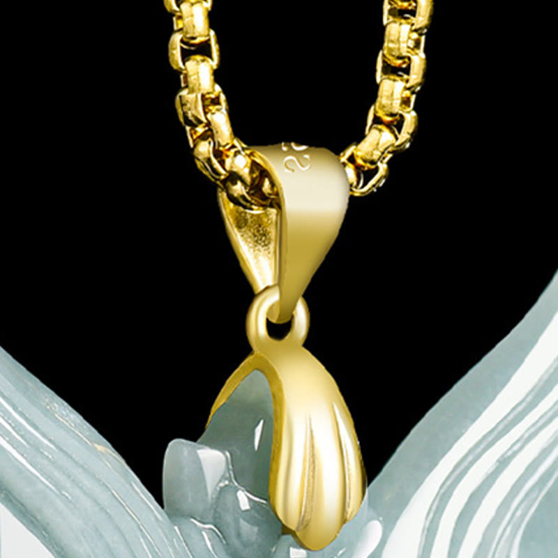 Nimara Ritual Fox Mask Jade Titanium Steel Necklace Luck Pendant