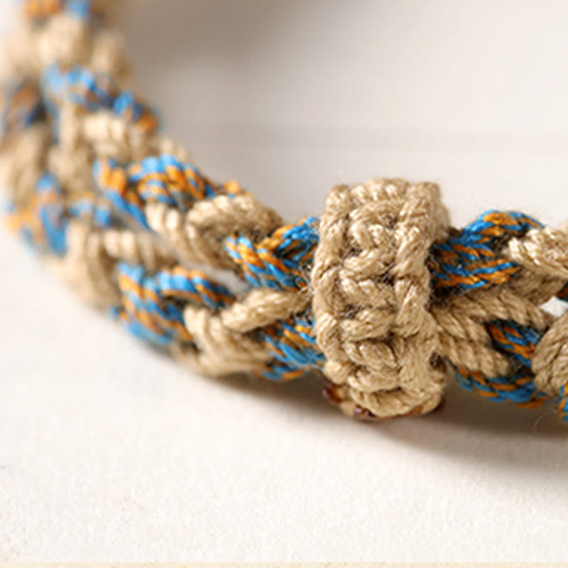 Nimara Ritual Handmade Tibetan Dzi Bead Wealth Protection Braided String Bracelet
