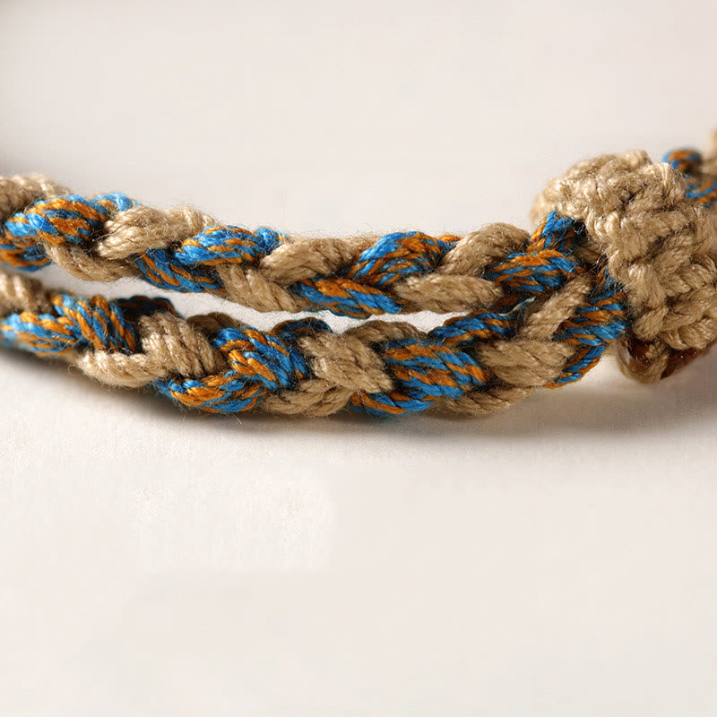 Nimara Ritual Handmade Tibetan Dzi Bead Wealth Protection Braided String Bracelet