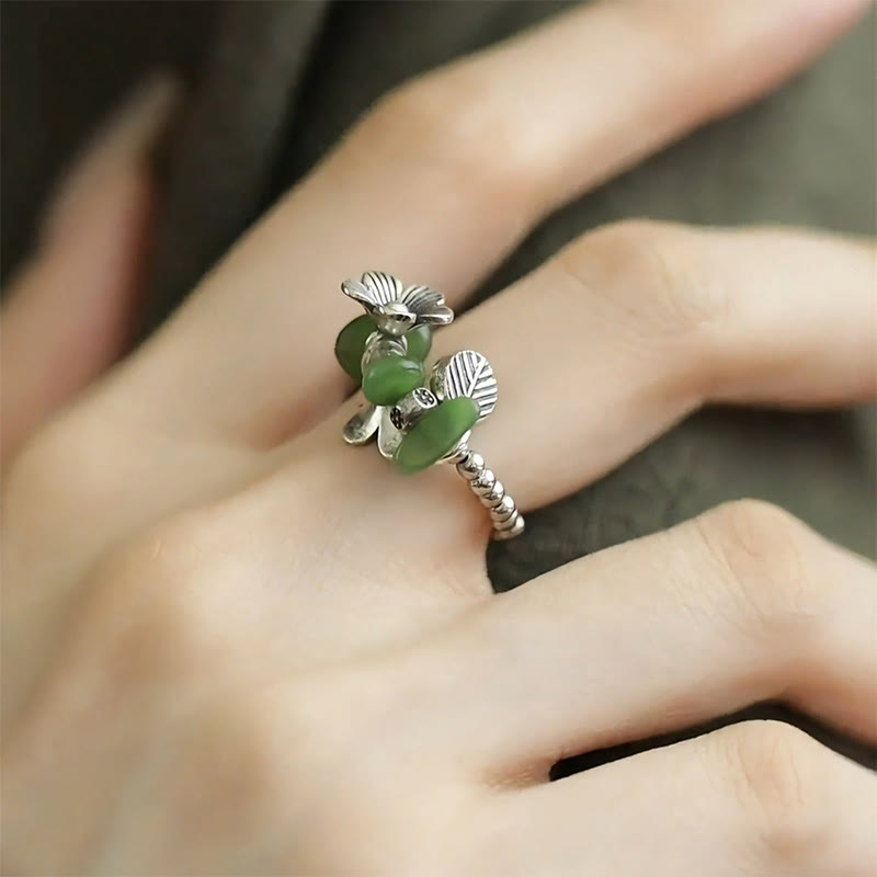 Nimara Ritual Flower Pattern Copper Alloy Luck Elastic Rope Ring
