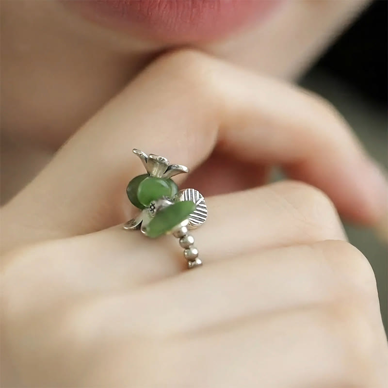 Nimara Ritual Flower Pattern Copper Alloy Luck Elastic Rope Ring