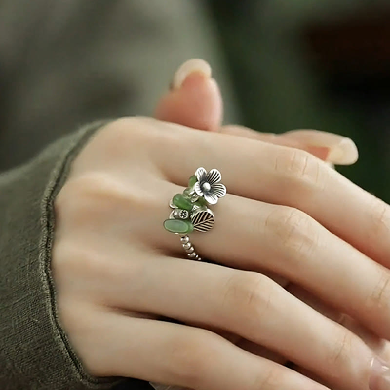Nimara Ritual Flower Pattern Copper Alloy Luck Elastic Rope Ring