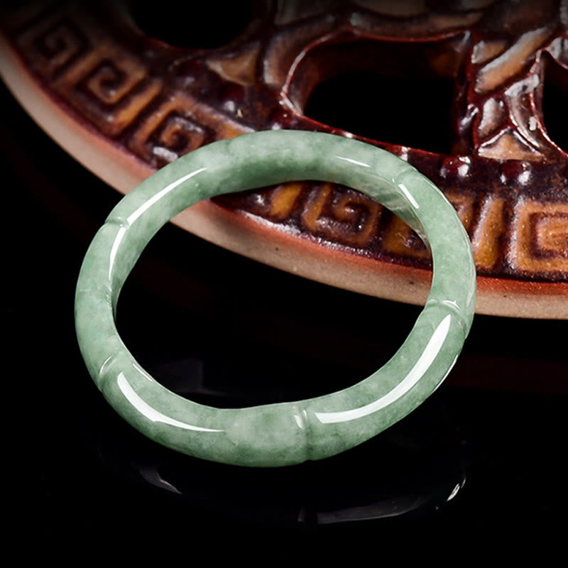 Nimara Ritual Natural Bamboo Design Jade Abundance Ring