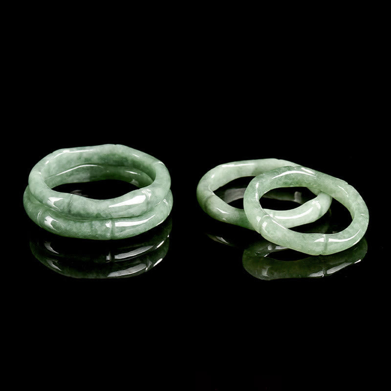 Nimara Ritual Natural Bamboo Design Jade Abundance Ring