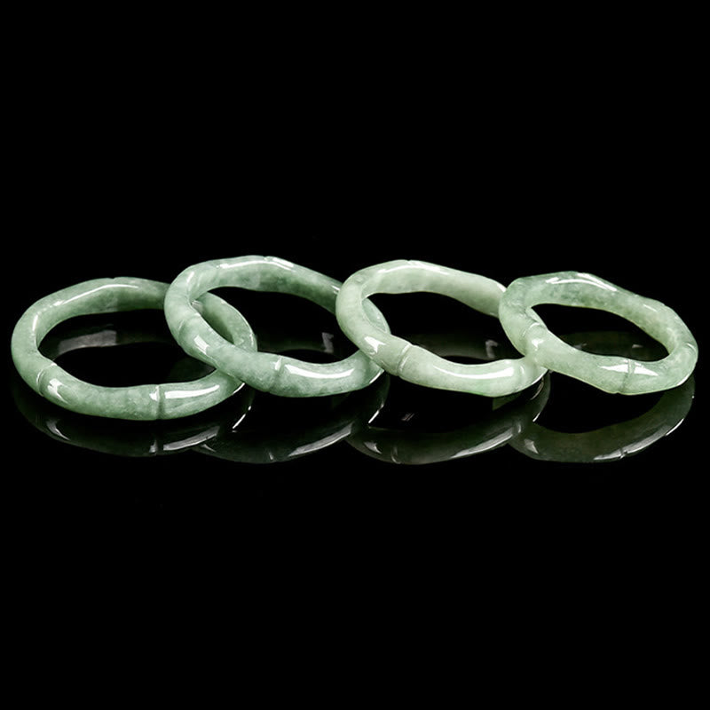 Nimara Ritual Natural Bamboo Design Jade Abundance Ring