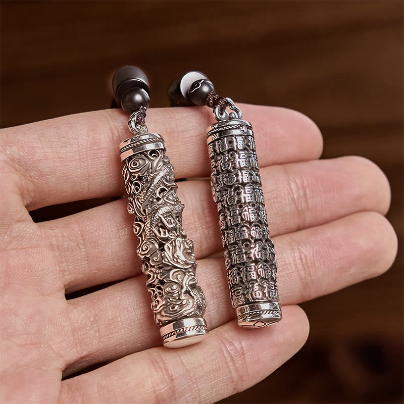 Nimara Ritual Copper Fu Character Dragon Pattern Balance Pendant Necklace