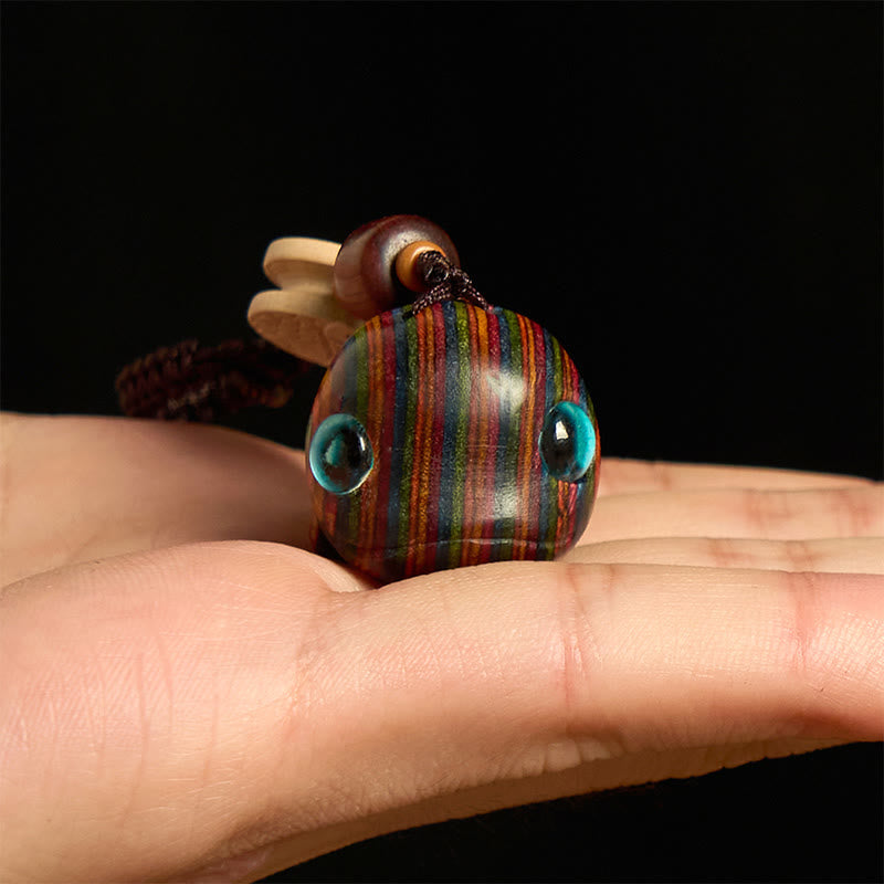 Nimara Ritual Rainbow Eucalyptus Dolphin Carved Positive Key Chain Phone Hanging Decoration