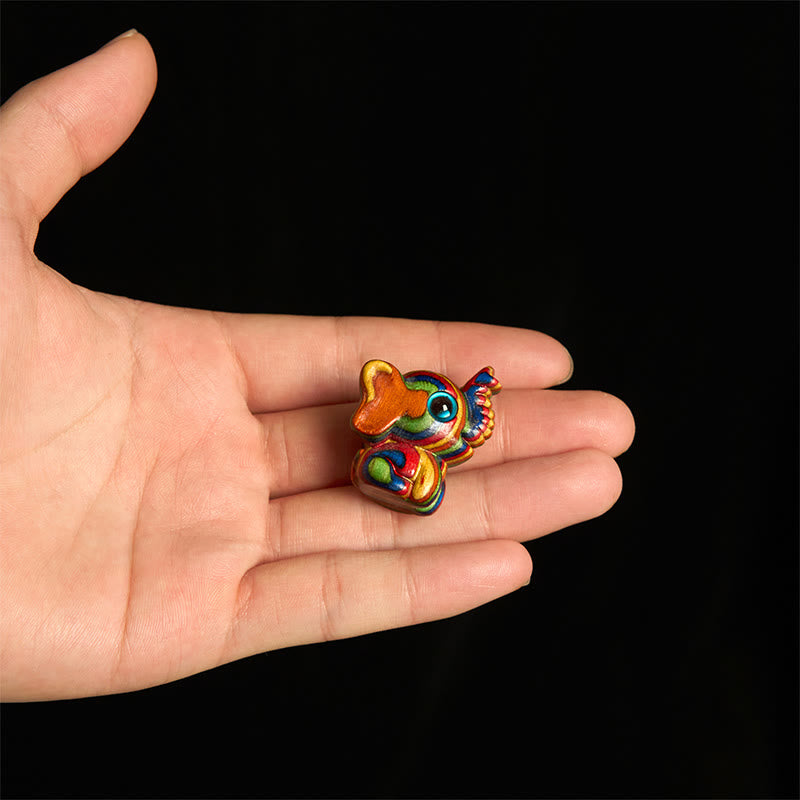 Nimara Ritual 2Pcs Mini Rainbow Eucalyptus Elephant Carved Strength Decoration