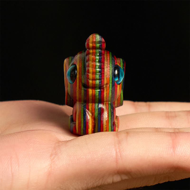 Nimara Ritual 2Pcs Mini Rainbow Eucalyptus Elephant Carved Strength Decoration