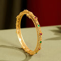 Nimara Ritual Hollow Design Copper Plated Gold Flower Luck Bracelet Bangle
