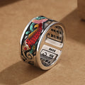Bring Good Luck Koi Fish Heart Sutra Engraved Ring