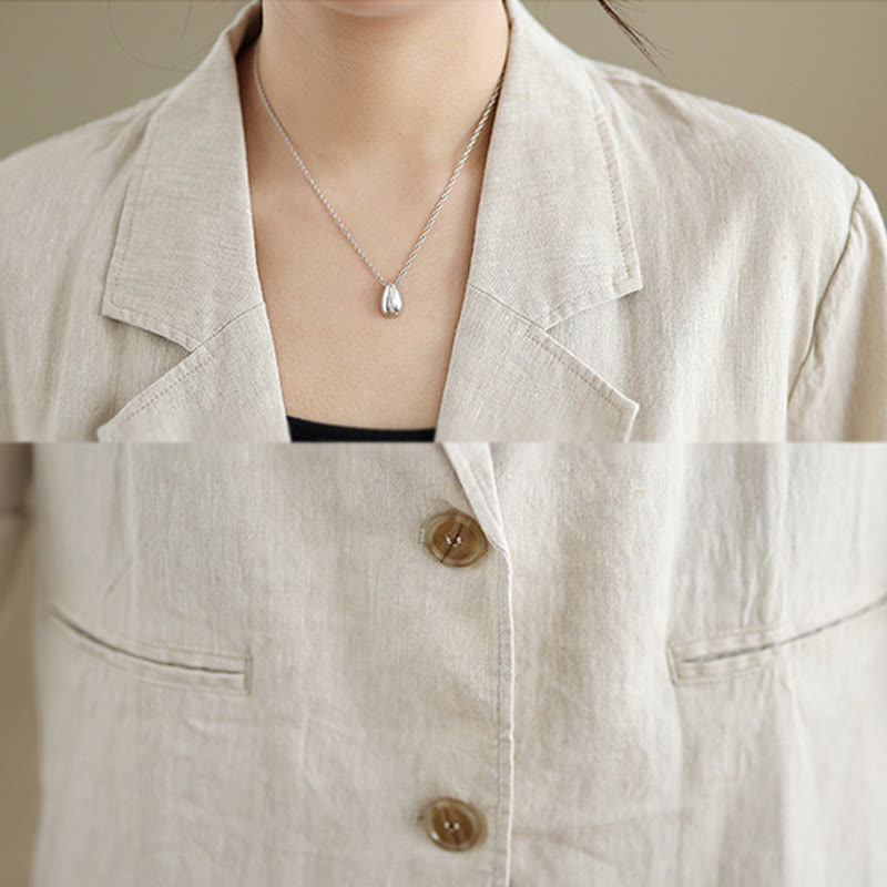 Nimara Ritual Spring Solid Color Long Sleeve Cotton Linen Women's Jacket With Pockets