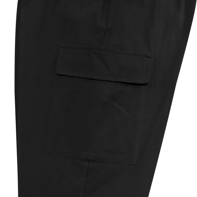 Nimara Ritual Solid Color Linen Drawstring Men's Cargo Pants With Pockets