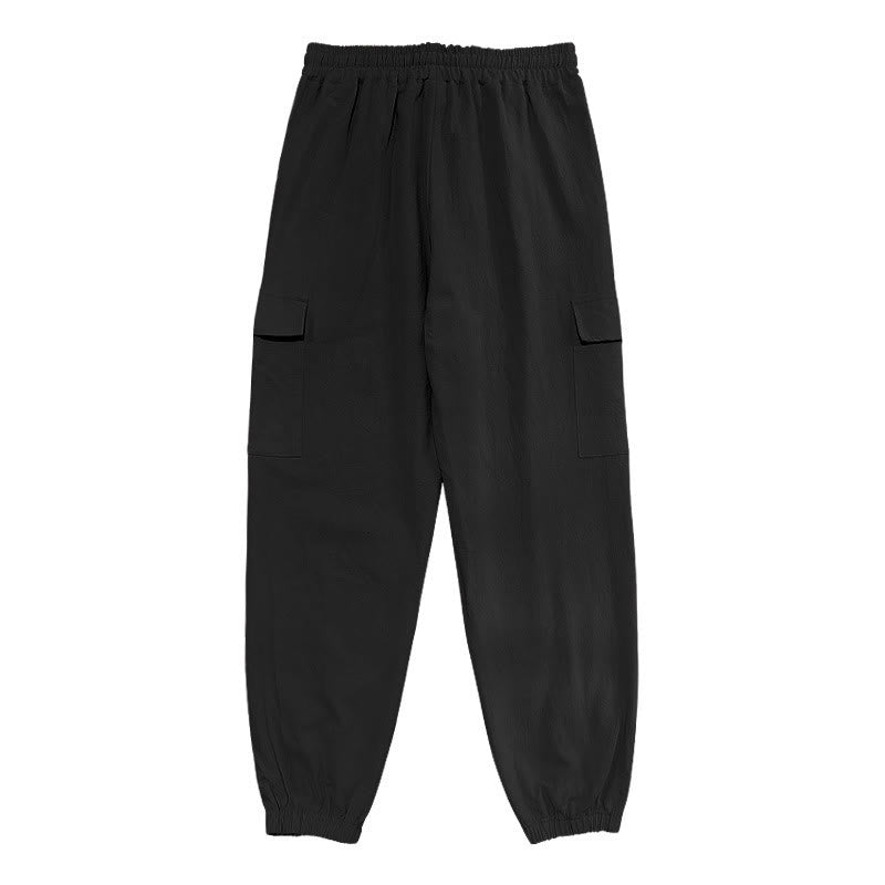 Nimara Ritual Solid Color Linen Drawstring Men's Cargo Pants With Pockets
