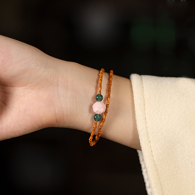 Nimara Ritual Ultra-fine Olive Pit Lotus Inner Strength Double Circle Bracelet