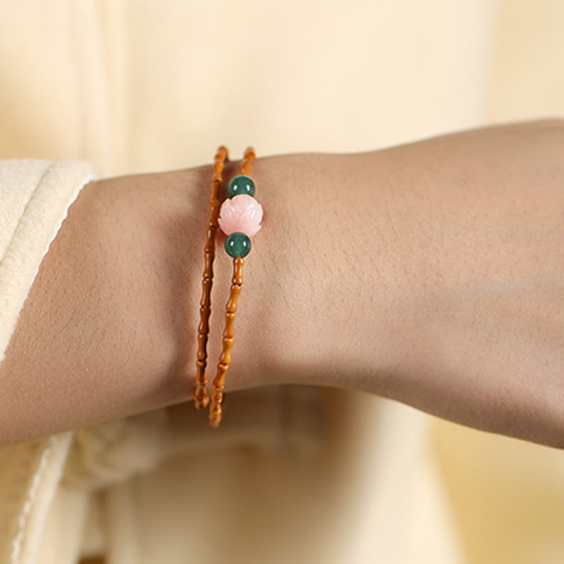 Nimara Ritual Ultra-fine Olive Pit Lotus Inner Strength Double Circle Bracelet