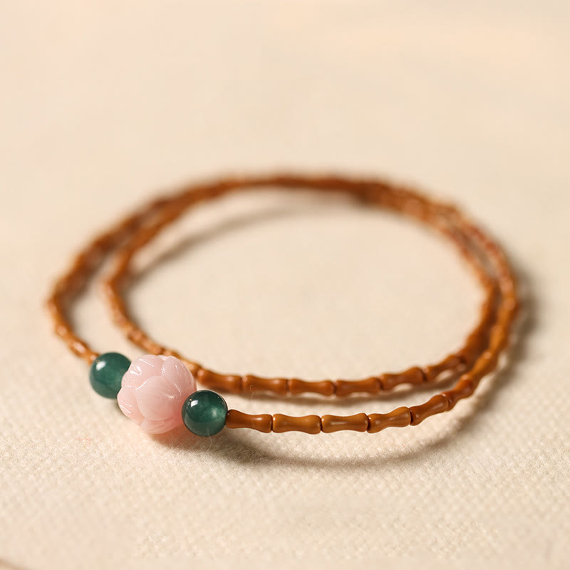 Nimara Ritual Ultra-fine Olive Pit Lotus Inner Strength Double Circle Bracelet