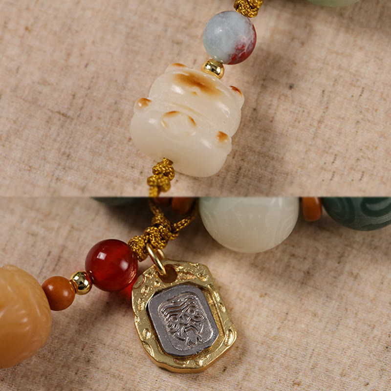Nimara Ritual Gradient Bodhi Seed Om Mani Padme Hum Carved Zakiram Peace Bracelet